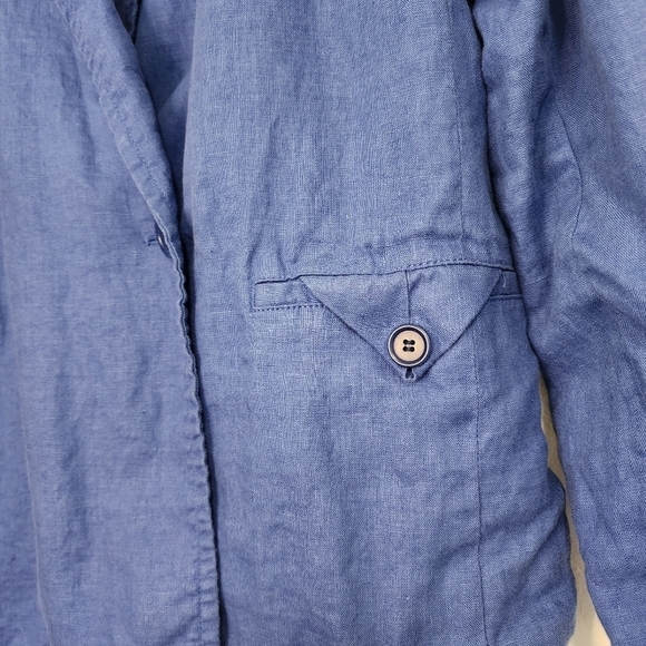 Madewell double breasted Crossover Blazer 100% Linen Blue Oversized Relaxed - Picture 9 of 14